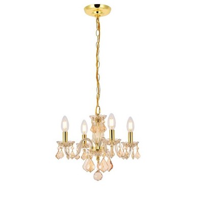 Elegant Lighting Rococo 4 light Golden Shadow Pendant Golden Shadow (Champagne) Royal Cut Crystal