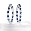 Ross-Simons 1.00 ct. t.w. Sapphire and 1.00 ct. t.w. Diamond Inside-Outside Hoop Earrings in Sterling Silver - 3 of 4