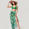 Anna-Kaci Swim Women's Three-Piece Swimsuit Set with Bikini Top High Waist Bottom and Sheer Abstract Print Wide Leg Pants - 3 of 4