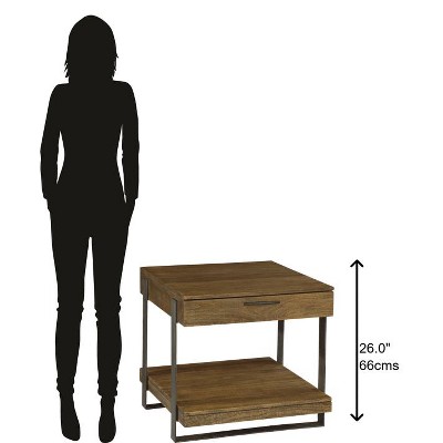 Transitional Brown Rectangular Drawer End Table with Storage