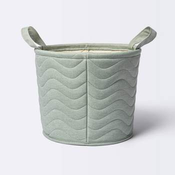 Quilted Fabric Medium Round Storage Basket - Green - Cloud Island™