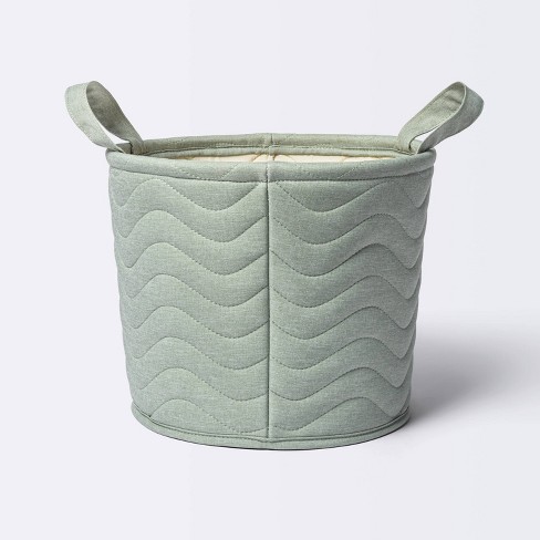 Quilted Fabric Medium Round Storage Basket - Green - Cloud Island™ : Target