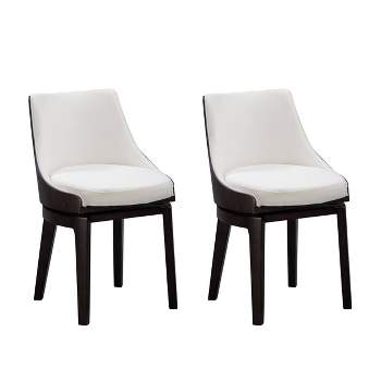 Set of 2 Orleans Swivel Low Back Dining Chairs Cream/Black - Boraam