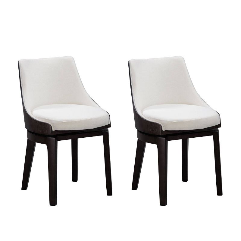Set of 2 Orleans Swivel Low Back Dining Chairs Cream/Black - Boraam, 1 of 10