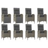 vidaXL 9-Piece Outdoor Dining Set - Weather-Resistant Gray Poly Rattan with Reclining Chairs, Cushions, and Tempered Glass Table - 4 of 4