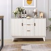 Acekool Fluted Sideboard Buffet Cabinet, 47.2" Accent Storage with 3 Drawers 2 Doors, Modern Coffee Bar, Kitchen or Entryway - 3 of 4