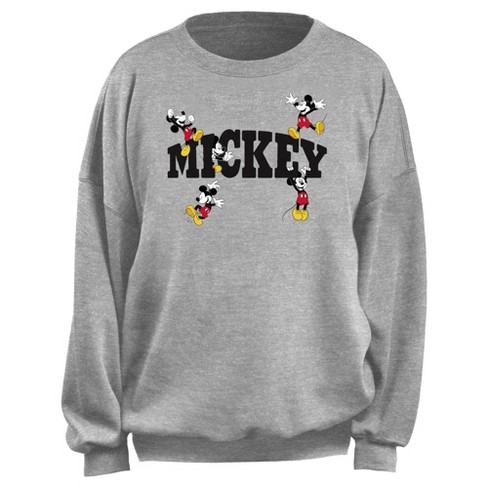 Junior's Mickey & Friends Varsity Character Poses Sweatshirt - Heather Gray  - X Large