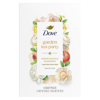 Dove Beauty Garden Tea Party Bar Soaps - Honeysuckle Gardenia - Limited Edition - 15oz/4pk