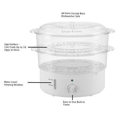 6.3 Quart White Electric Vegetable Steamer and Rice Cooker with Timer