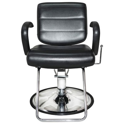 Black Vinyl Upholstered Swivel Recliner Salon Chair