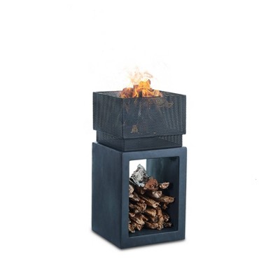 14.25"x28.25" Outdoor Wood Burning Rectangular Faux Stone Fire Pit - Danya B.