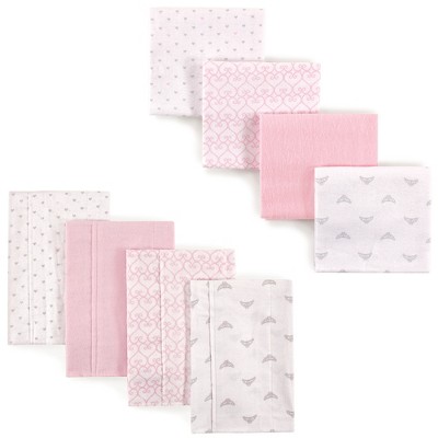 Luvable Friends Infant Girl Cotton Flannel Burp Cloths And Receiving ...