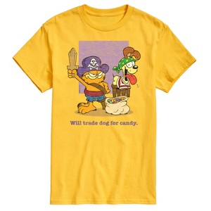 Men's - Garfield - Halloween Will Trade Dog For Candy Short Sleeve Graphic T-Shirt - 1 of 4