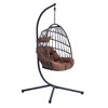 Sapphtopaz Porch Swing Egg Hanging Chair Wicker Woven Swing Hanging Hammock Chair with Cushions and Stand for Indoor, Garden, Terrace, Backyard - 3 of 4