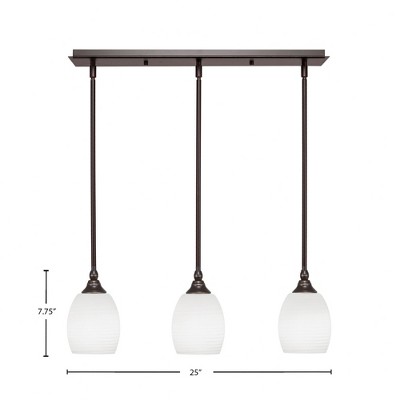 Toltec Lighting Any 3 - Light Chandelier in  Dark Granite with 5" White Linen  Shade