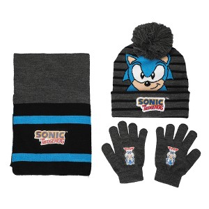 Sonic the Hedgehog Youth 3-Piece Beanie Knit Set - 1 of 4
