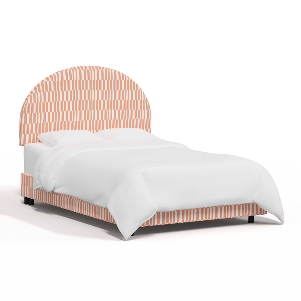 Skyline Furniture California King Vivian Upholstered Bed Jump Striped Peach: Custom Made, Cotton Fabric, Pine Frame -  87534034