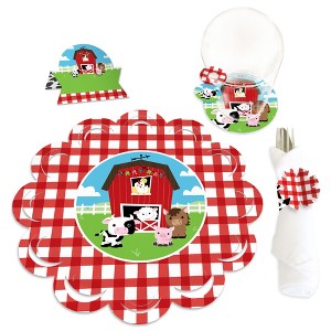 Big Dot of Happiness Farm Animals - Barnyard Baby Shower or Birthday Party Paper Charger and Table Decorations - Chargerific Kit - Place Setting for 8 - 1 of 4