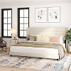 Taylor & Logan King 47" High Hilton Platform Bed Beige: Wingback Headboard, Faux Linen, Foam Padding, Wooden Slat Support - 4 of 4