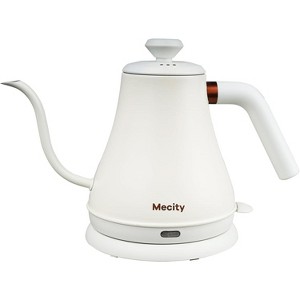 Mecity Electric Gooseneck Kettle - Stainless Steel Water Boiler, 27 fl oz, 1000W, Auto Shut Off (Milk White/Stainless Steel) - 1 of 4