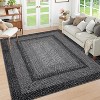 Area Rug Braided Printed Throw, Non-Slip Low Pile Accent Carpet, Foldable Soft Floor Cover for Bedroom or Living Room, Mocha - 3 of 4