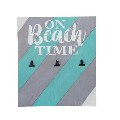 Beachcombers On Beach Time Picture Holder Coastal Plaque Wood Board Display Striped Coastal Nautical Beach Ocean 15.55 x 18.11 x 1.377