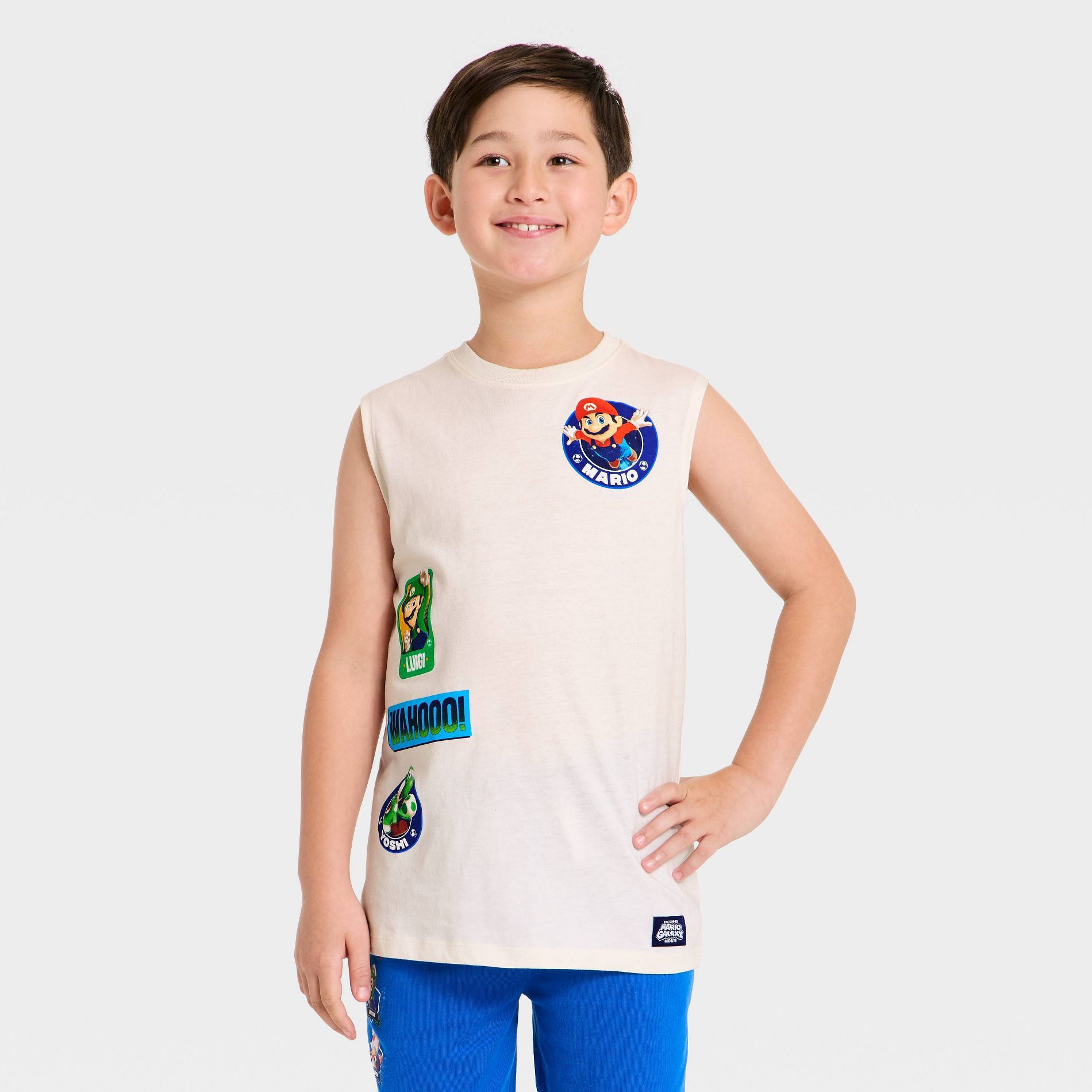 Boys' Nintendo Super Mario Brothers Muscle Graphic Tank Top - Cream