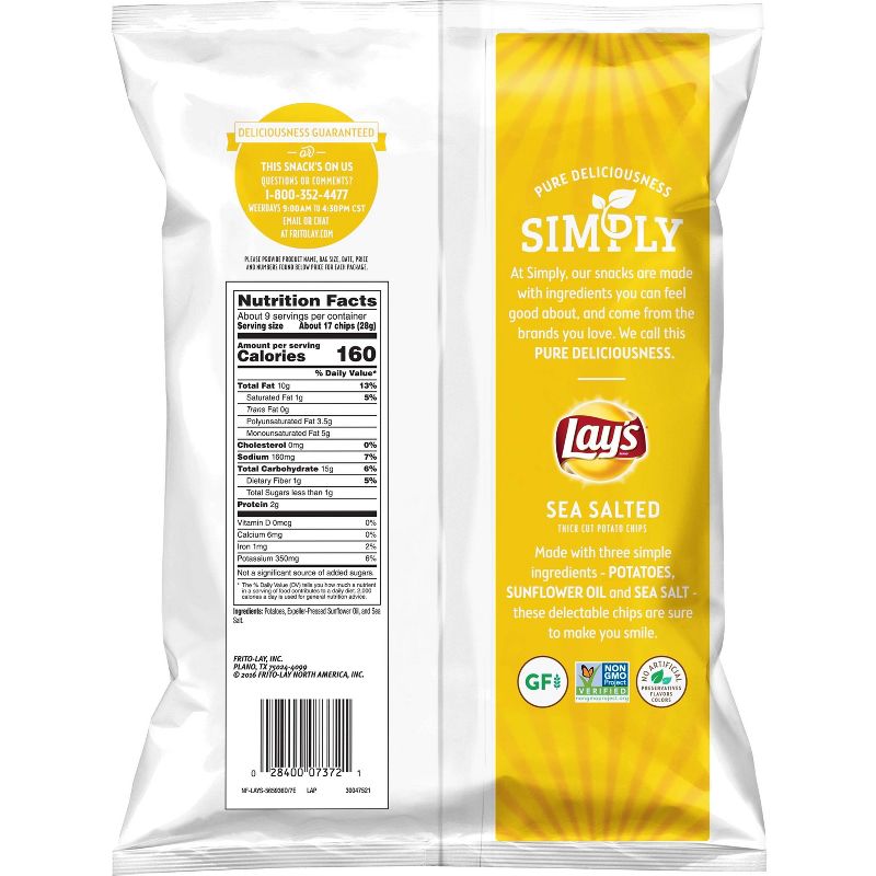 Simply Lay's Sea Salted Thick Cut Potato Chips - 8.5oz, 3 of 8
