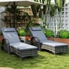 Resenkos Patio Deluxe Chaise Lounge Set of 2 With Table - Adjustable Backrest, Comfy Cushions & Headrest, Mobile Wheels, Gray - 3 of 4
