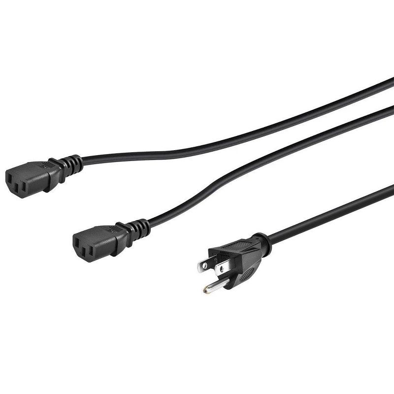 Monoprice Power Cord Splitter - 6 Feet - Black | NEMA 5-15P to 2x IEC 60320 C13, 18AWG, 10A/1250W, SJT, 4 of 7
