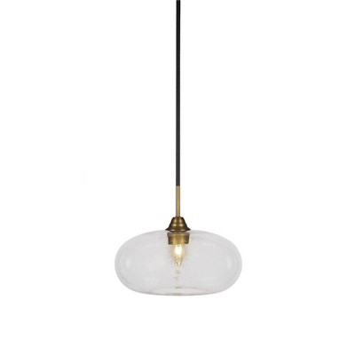Toltec Lighting Paramount 1 - Light Pendant in  Matte Black/Brass with 13" Clear Bubble Shade