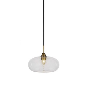 Toltec Lighting Paramount 1 - Light Pendant in  Matte Black/Brass with 13" Clear Bubble Shade - 1 of 1