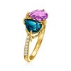 Ross-Simons 1.30 Carat London Blue Topaz and 1.00 Carat Amethyst Toi Et Moi Ring With .11 ct. t.w. Diamonds in 14kt Yellow Gold Size 8 - 3 of 4