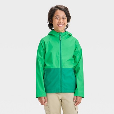 Boys' Solid Colorblock Rain Coat - Cat & Jack™ Jade Green XS Boys' Solid Colorblock Rain Coat - Cat & Jack™ Jade Green XS