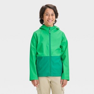 Boys' Solid Colorblock Rain Coat - Cat & Jack™ Jade Green - 1 of 3