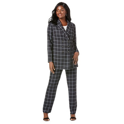 Jessica London Women's Plus Size Double-Breasted Pantsuit - 12 W, Black