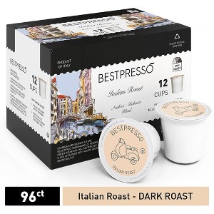 Bestpresso Coffee, Italian Roast Single Serve K-Cup Pods, Dark Roast, 96 Count (Compatible With 2.0 Keurig Brewers) 8 Packs Of 12 Cups - 1 of 1
