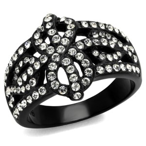 Slickblue Women’s Ornate Pave Ring, Black Stainless Steel with Clear Synthetic Crystals, Modern Style, Size 5–10 - 1 of 4