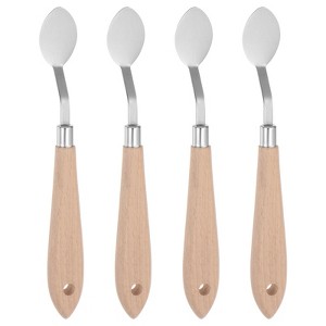 Unique Bargains Stainless Steel Wood Handle Flexible Polished Painting Mixing Scrapers 4 Pcs - 1 of 4