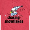 Boys' - Peanuts - Snoopy & Woodstock Chasing Snowflakes Christmas Short Sleeve Graphic T-Shirt - 2 of 4