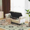 CAVINAS Storage Bench for Bedroom,Rectangular Velvet Fabric Storage Ottoman Bench with 1 Pillow for Living Room,Bedroom,Beige/Gray - 2 of 4