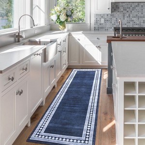 Machine Washable Runner Rugs 2x6 Modern Geometric Hallway Rugs with Non-Slip Backing Low Pile Indoor Carpet for Entrance Kitchen Bedroom - 1 of 4