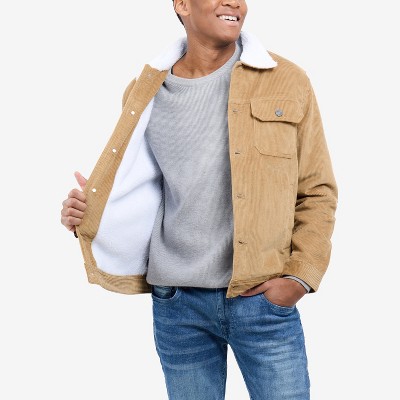 Мужские куртки X RAY Men's Faux Shearling Lined Collar Corduroy Jacket in Khaki Size XL — фото 5