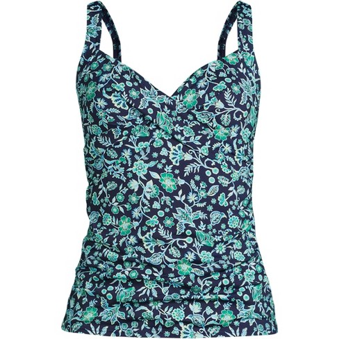 Lands' End Women's Chlorine Resistant Tummy Control V-neck Wrap Underwire  Tankini Top Swimsuit : Target