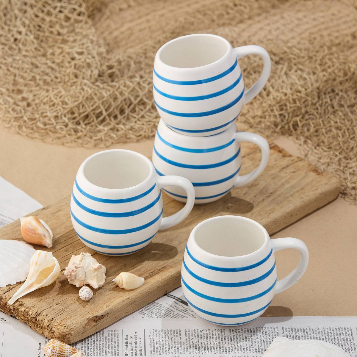 Certified International (Set of 4) 20oz Mugs Dockside Blue - thumbnail 4