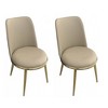 Royal Hampton Side Dining Chair Set of 2, Gold Metal, Taupe Faux Leather, Round Seats - 2 of 4