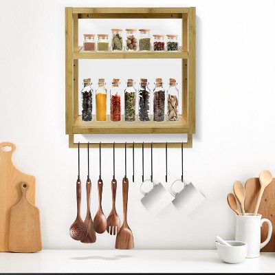 Sorbus Natural Bamboo 3-Tier Wall Mounted Shelf