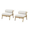 Set of 2 Outdoor Club Chairs Wood Inspired, Lounge Chair with Teak Finished Iron Frame and Cushions-Maison Boucle - 3 of 4