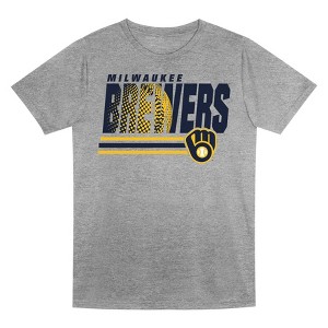 MLB Milwaukee Brewers Boys' Gray Poly T-Shirt - 1 of 1
