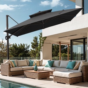 best choice products 10ft solar powered led lighted patio umbrella Best Choice Products 10 ft. 360-Degree Solar LED Cantilever Patio Umbrella,  Outdoor Hanging Shade w/Lights